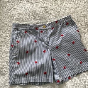 Talbots Striped Crab Embroidered Girlfriend Chino Shorts